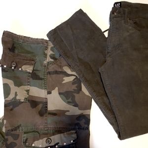 Small capri cut camies that are bedazzled corduroy pants